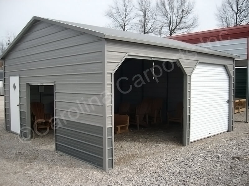 Boxed-Eave-Roof-Style-Fully-Enclosed-Garage-in-Two-Tone