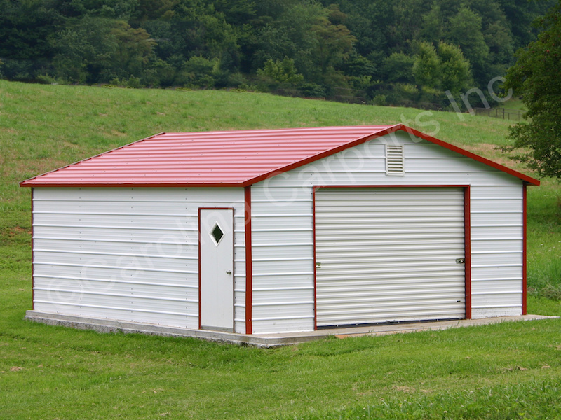 Boxed-Eave-Roof-Style-Fully-Enclosed-Garage-with-Garage-Door-and-Walk-In-Door