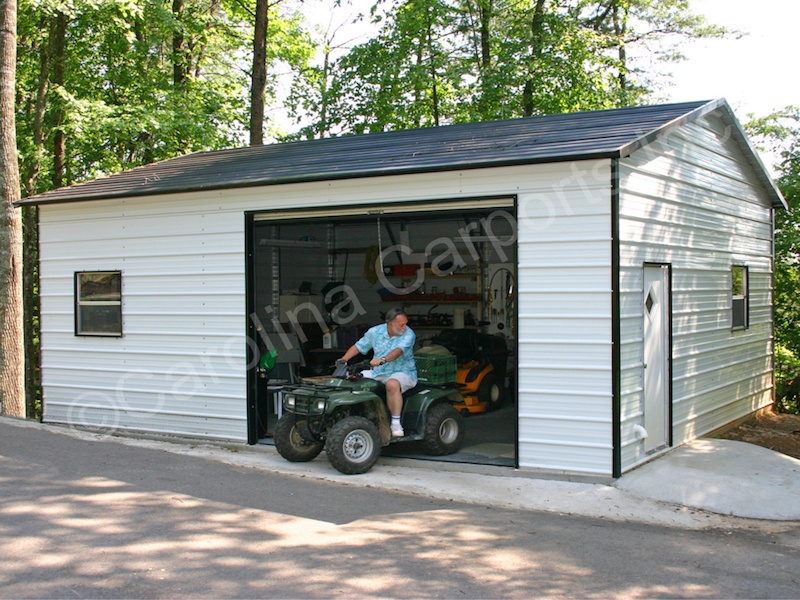 Boxed-Eave-Roof-Style-Fully-Enclosed-Garage-with-One-Garage-Door