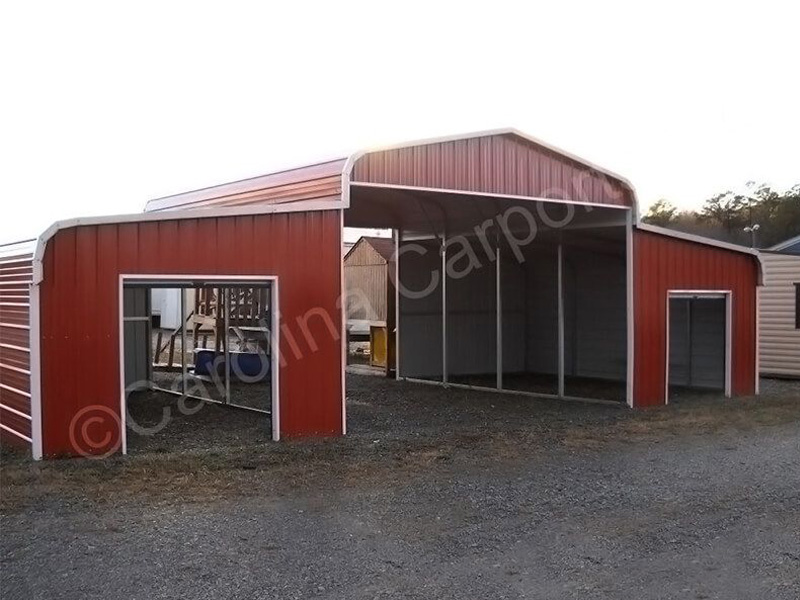 Regular-Roof-Style-Horse-Barn-with-6×6-garage-doors-on-ends