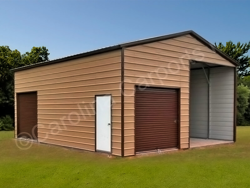 Vertical-Roof-Style-Carport-with-8×8-Garage-Door-on-Side